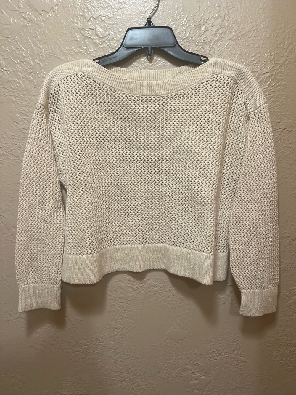 Old Navy Cream Open-Knit Scoop Neck Sweater